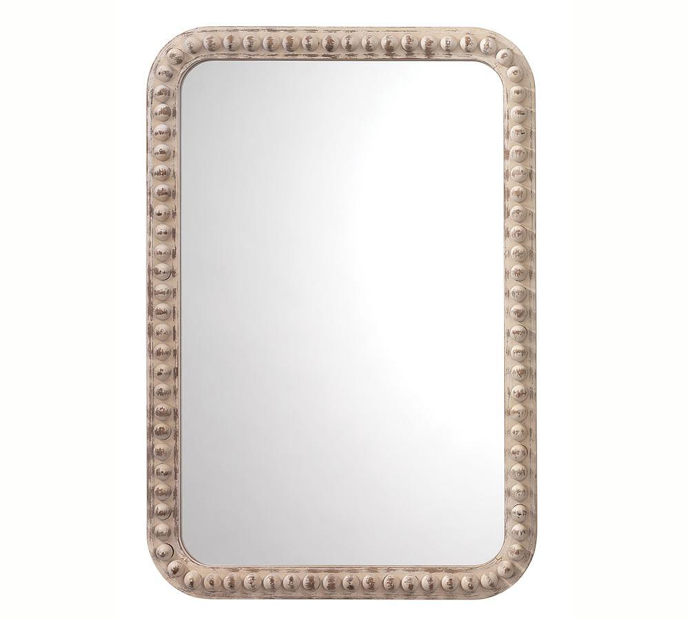 Audrey Classic White Washed Wood Rectangular Wall Mirror