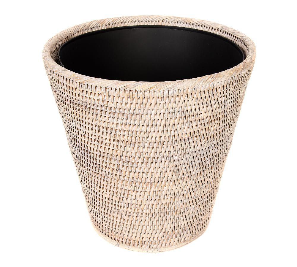 Tava Off-White Handwoven Rattan Round Waste Basket