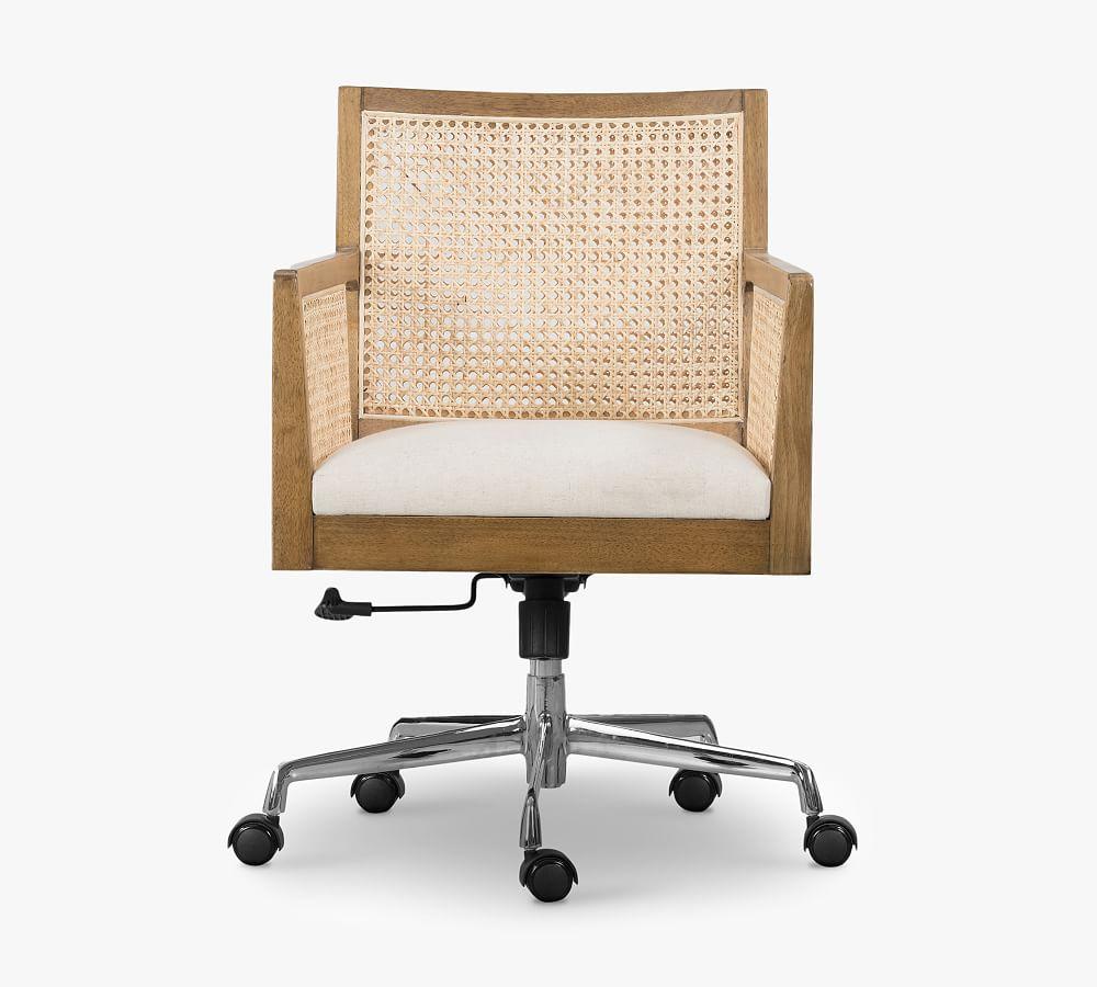 Lisbon Cane Swivel Desk Armchair