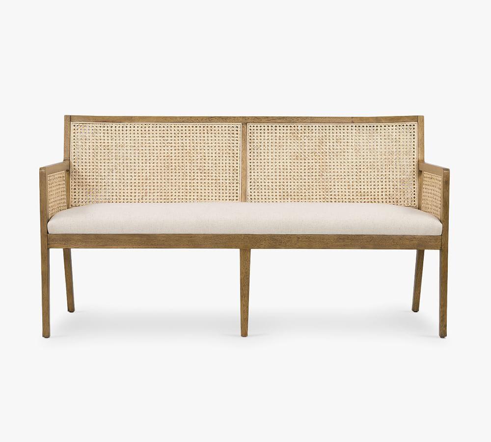 Lisbon Upholstered Cane Dining Bench