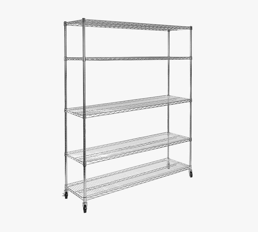 UltraDurable 5-Tier Silver Steel Shelving Unit with Wheels