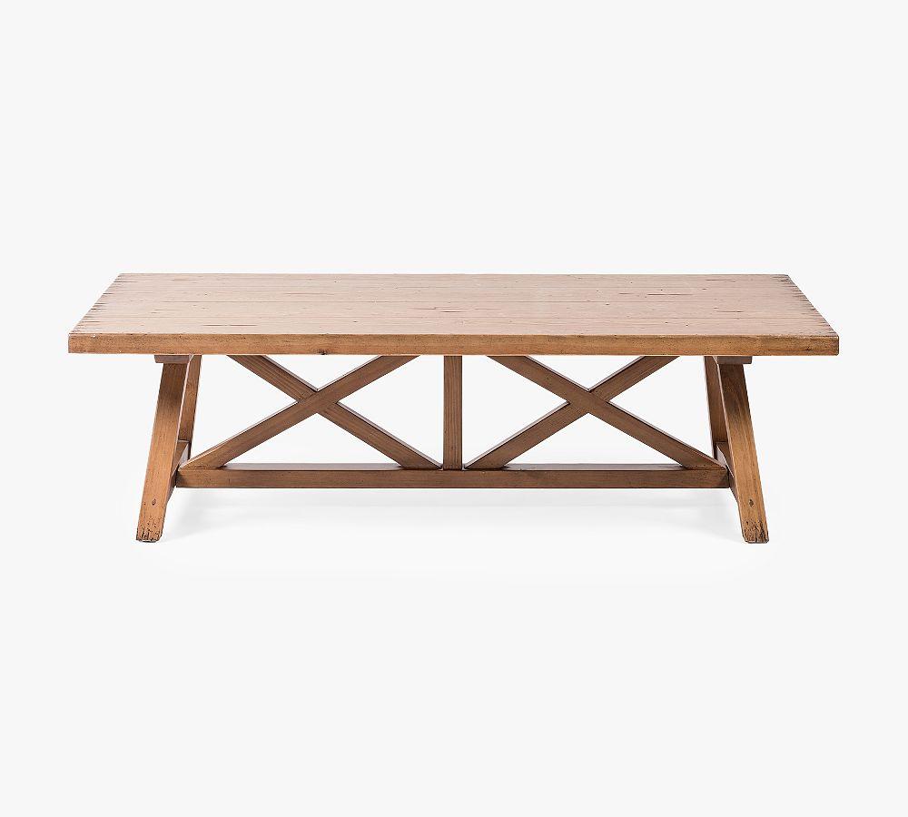 Rustic Pine Rectangular Coffee Table with Storage