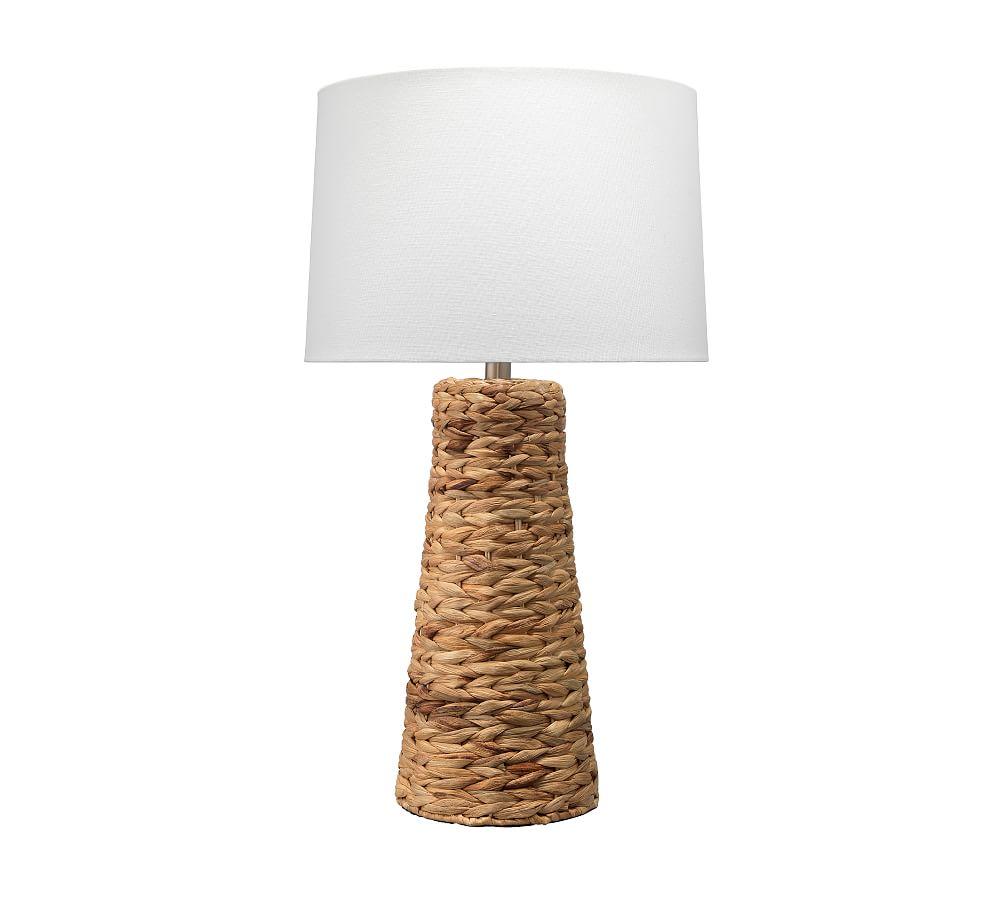 Coastal Breeze Handwoven Seagrass 27" Table Lamp with White Linen Shade