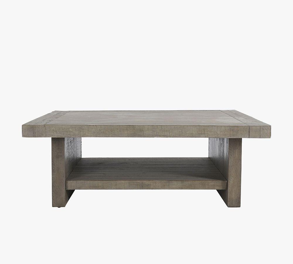 Edin Square Concrete Laminate and Wood Coffee Table with Shelf