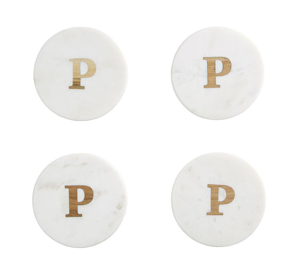 Alphabet Marble/Wood Coasters - Set of 4