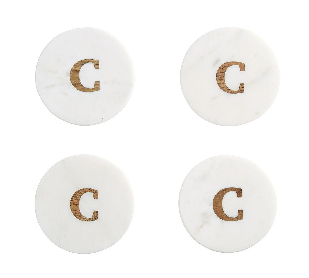 Alphabet Marble/Wood Coasters - Set of 4