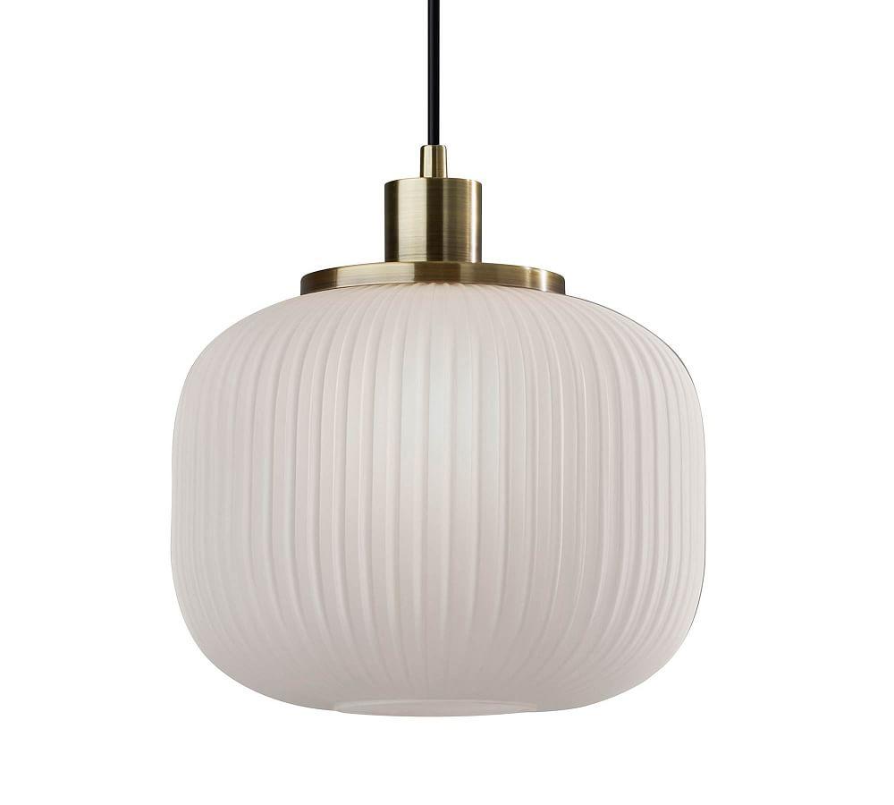 Nausica Ribbed Glass Pendant (10")