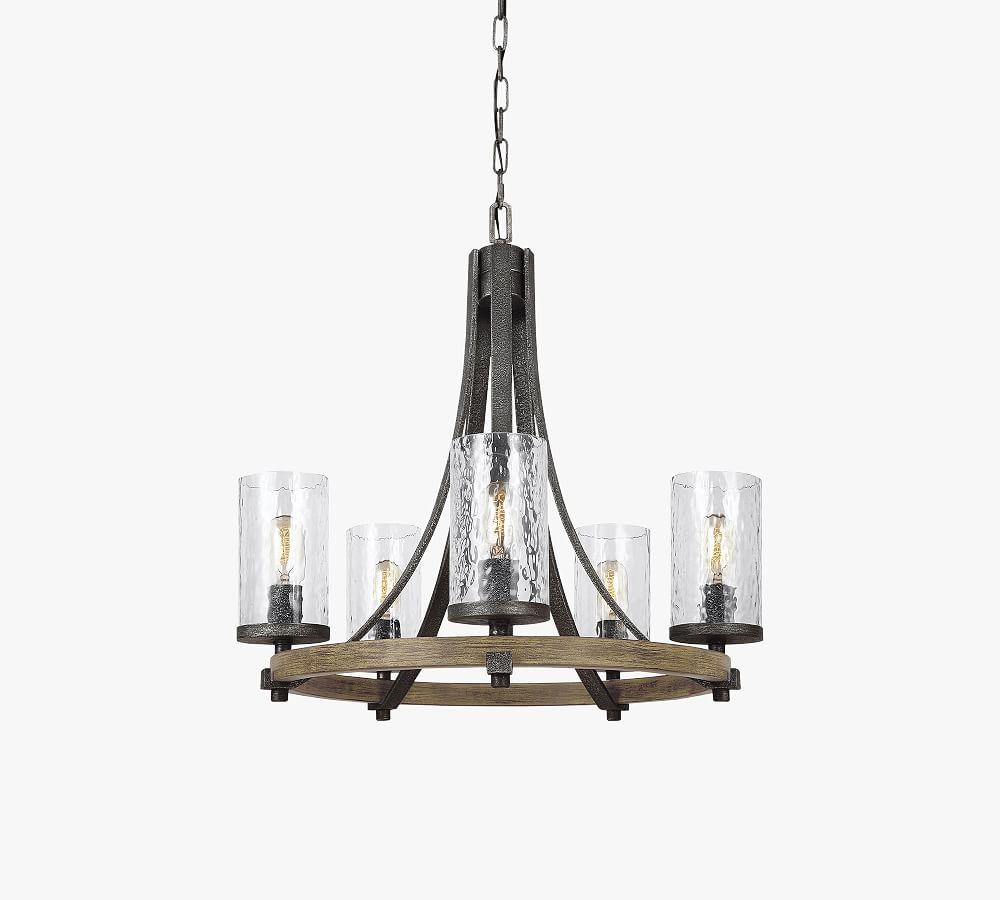 Steffens Iron & Textured Glass Chandelier (24"-48")