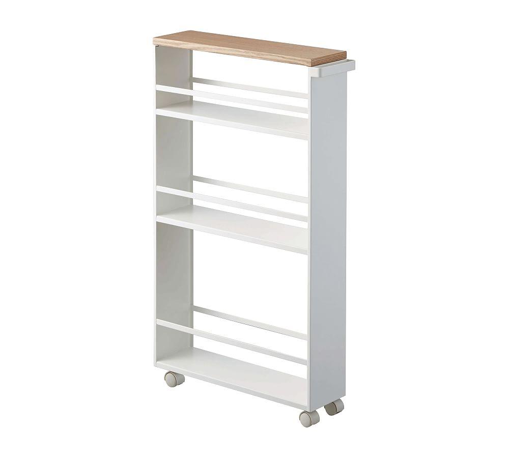 Yamazaki Tower White Rolling Slim Storage Cart With Handle