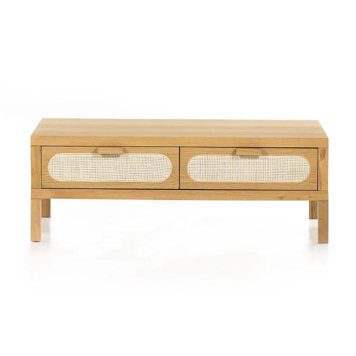 Allegra Honey Oak Veneer Coffee Table with Cane Drawers