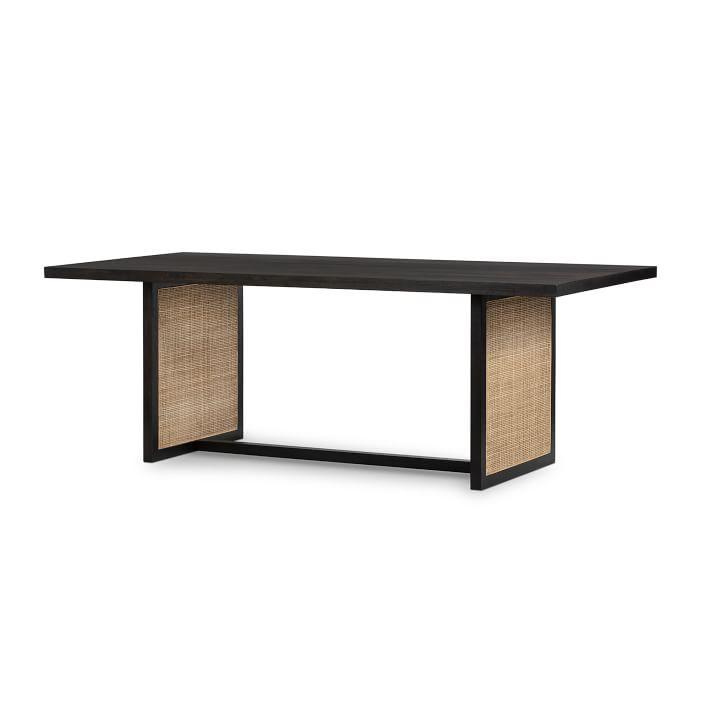 Clarita 84'' Black Mango & Natural Cane Contemporary Dining Table