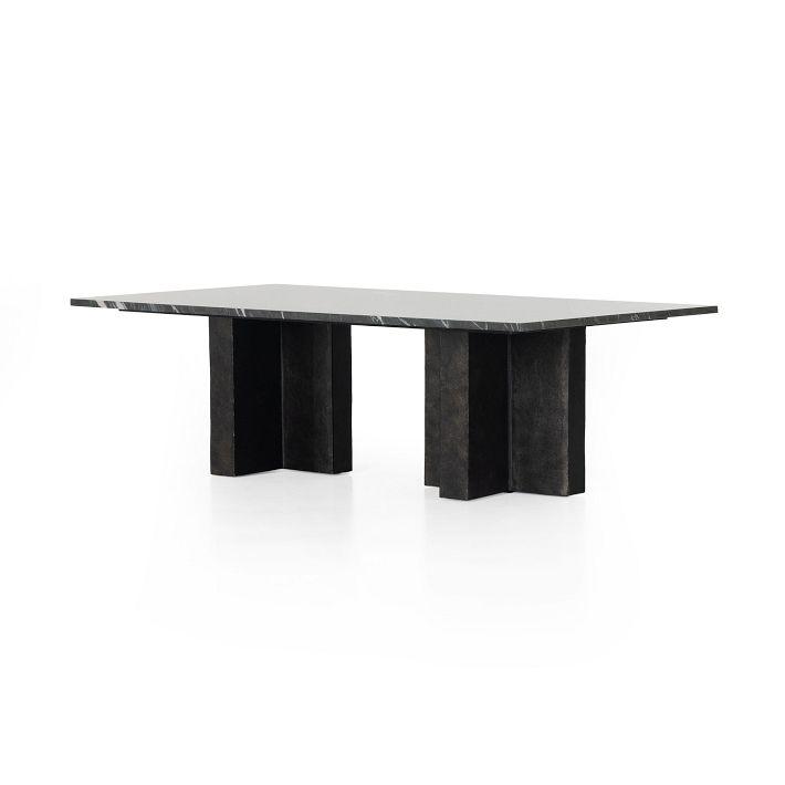 Terrell Angular Black Marble and Aluminum Coffee Table