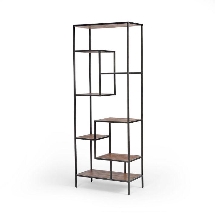 Helena Industrial Black Iron and Reclaimed Pine 84" Bookcase