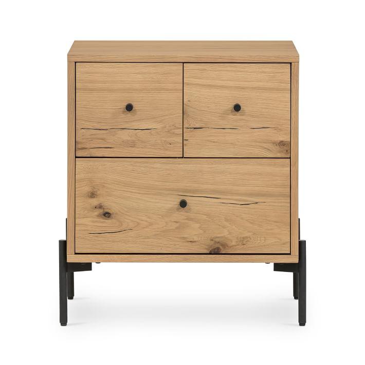 Contemporary Brown 3-Drawer Nightstand in Light Oak Finish