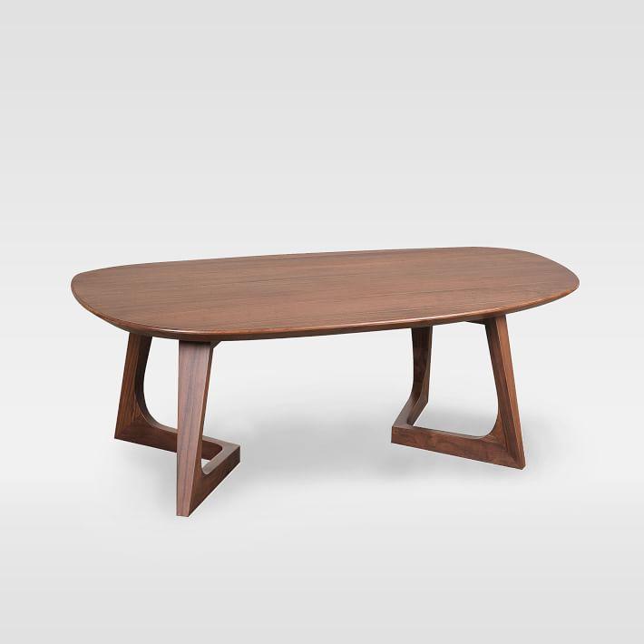 Mid-Century Modern Solid Walnut Oval Coffee Table