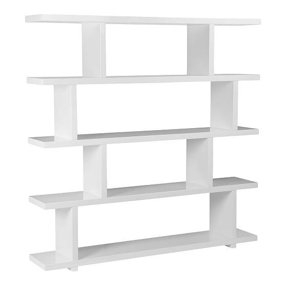 Annora Mid-Century Modern Wide White Bookcase