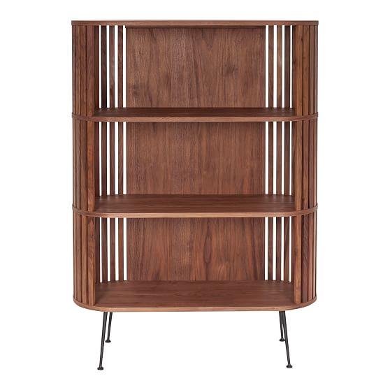 Henrich 41'' Walnut Mid-Century Modern Bookshelf with Steel Legs