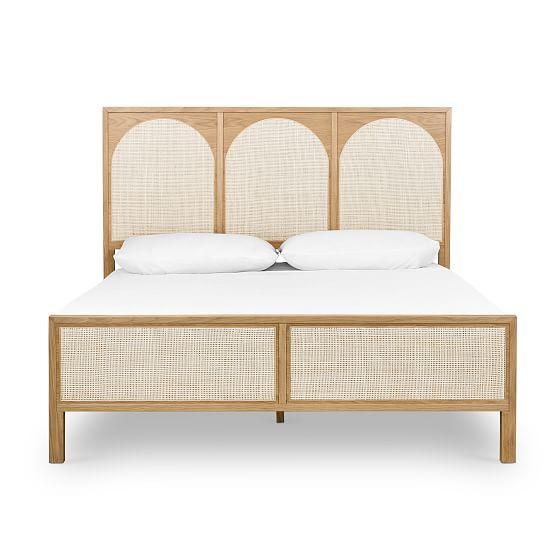 Allegra Contemporary Oak Queen Bed with Upholstered Headboard