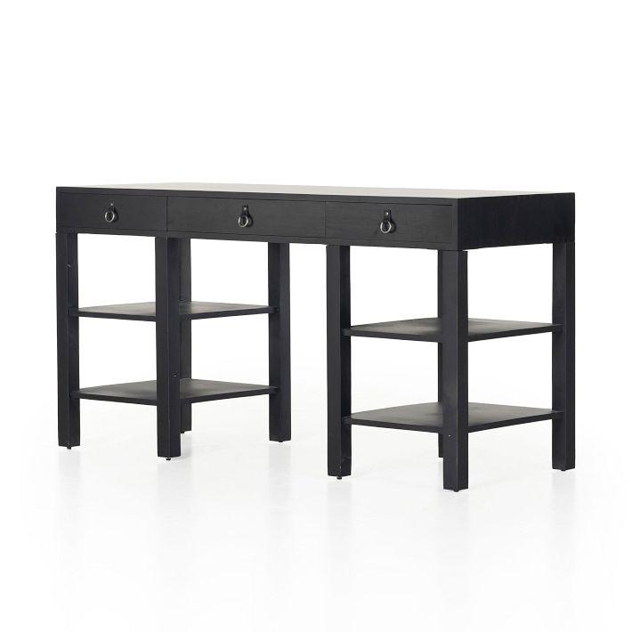 Isador Black Wash Poplar 59'' Modular Desk with Shelving