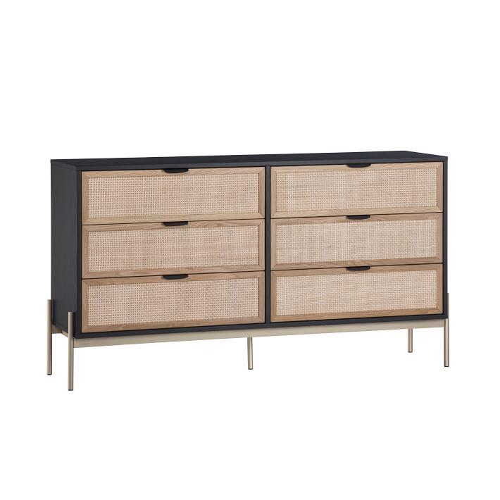 Avida 63'' Transitional Double Dresser with Soft Close Black Drawers
