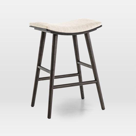 Slim Carbon Oak 26" Black/Cream Saddle Counter Stool