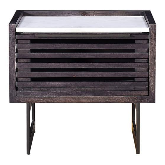 Nagle Cutout Mango Wood & Marble Nightstand (22")