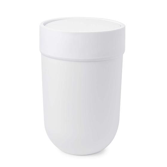 Sleek 1.6 Gallon White Plastic Swing-Top Waste Bin