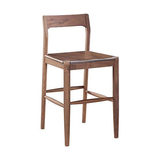 Adjustable Walnut Wood Counter Stool with Matte Finish