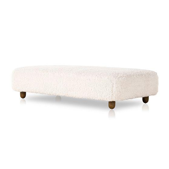 Genevieve Ottoman - Ivory Sheepskin