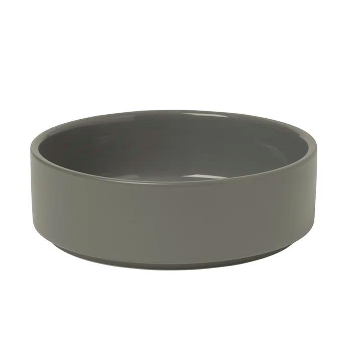 Charcoal Ceramic Shallow Pasta Bowls Set of 4