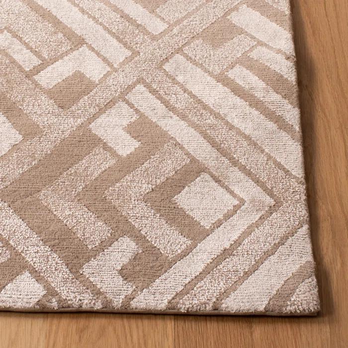 Bronze Geometric Hand-Knotted Wool and Viscose Rug, 8' x 10'