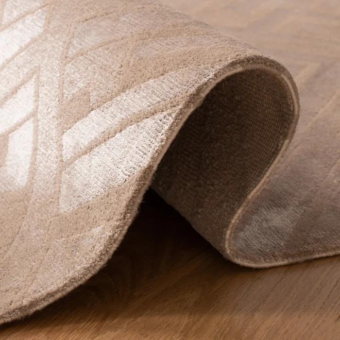 Bronze Geometric Hand-Knotted Wool and Viscose Rug, 8' x 10'