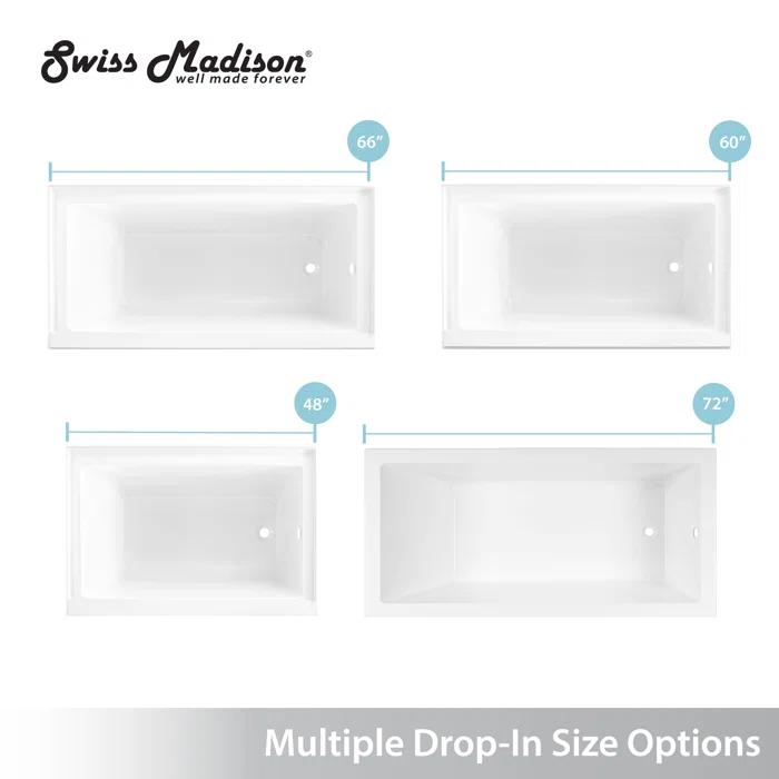 Swiss Madison SM-DB565 Voltaire 66" x 32" Alcove Bathtub