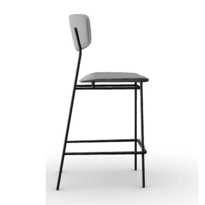 Fifties Upholstered Stool with Metal Frame