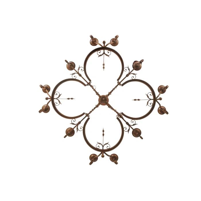 Antique Rust 12-Light Iron Candle Chandelier