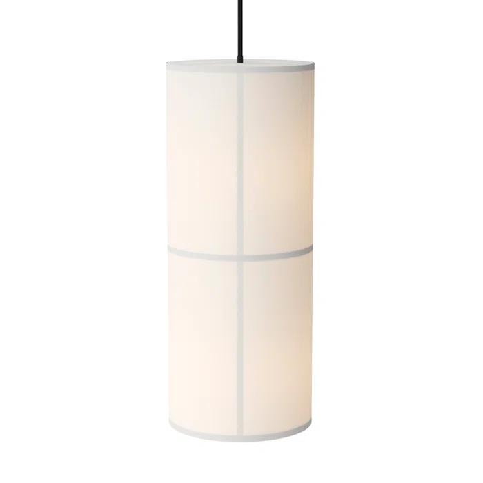 Bronzed Brass Drum Pendant Light with Raw Fabric Shade