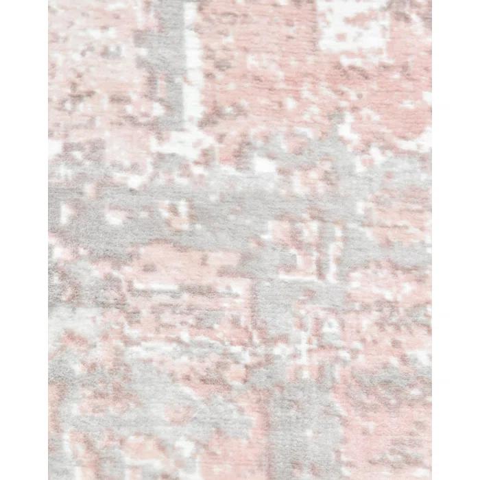 Blush Hand Knotted Tencel Geometric Area Rug in Petal