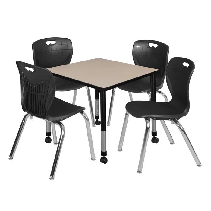 Kee Mobile Square Breakroom Table and Chair Set