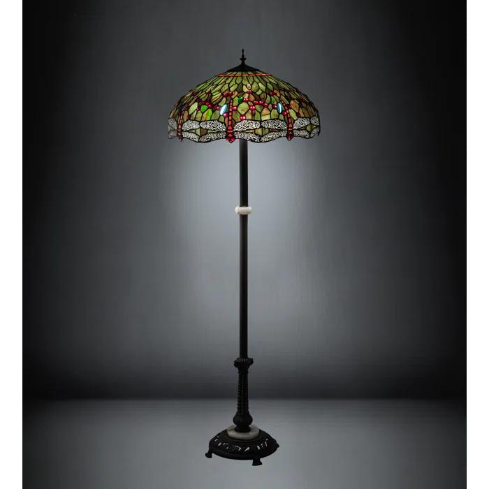 228851 Meyda 62" High Tiffany Hanginghead Dragonfly Floor Lamp