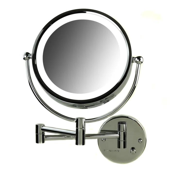 Ovente Wall Mounted Vanity Makeup Mirror 8.5 Inch with 7X Magnification and Natural LED Lights, Double-Sided with Hardwired Electrical Connection