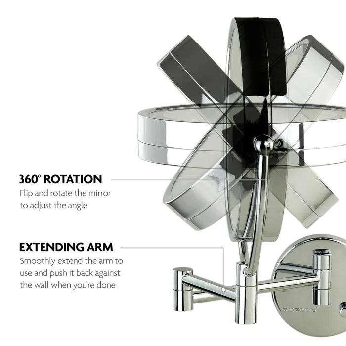 Ovente Wall Mounted Vanity Makeup Mirror 8.5 Inch with 7X Magnification and Natural LED Lights, Double-Sided with Hardwired Electrical Connection