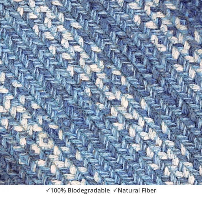 Damell Braided Non-Shedding Reversible Jute Blue Rug