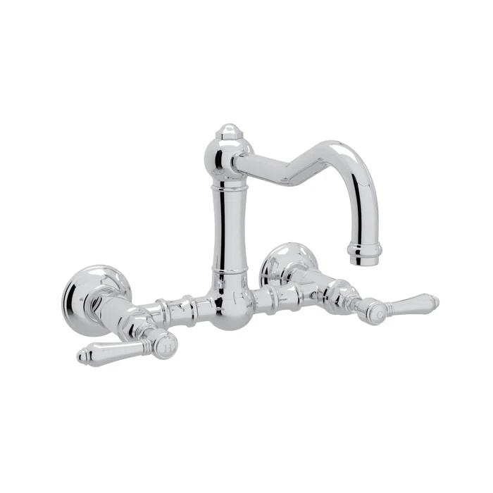 Acqui Wall Mount Bridge Kitchen Faucet With Column Spout