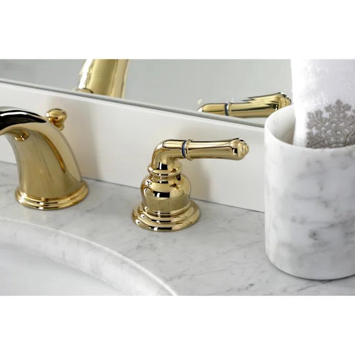 Kingston Brass KB962B Kingston Brass Magellan Two-Handle 3-Hole Deck Mount Widespread Bathroom Faucet with Brass Pop-Up Drain