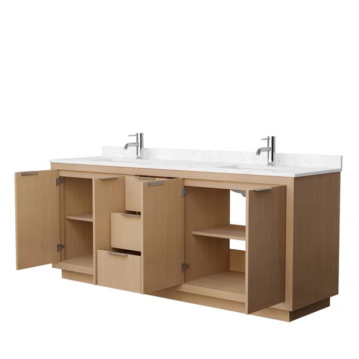 Wyndham Collection Maroni 80'' Double Bathroom Vanity with Marble Top