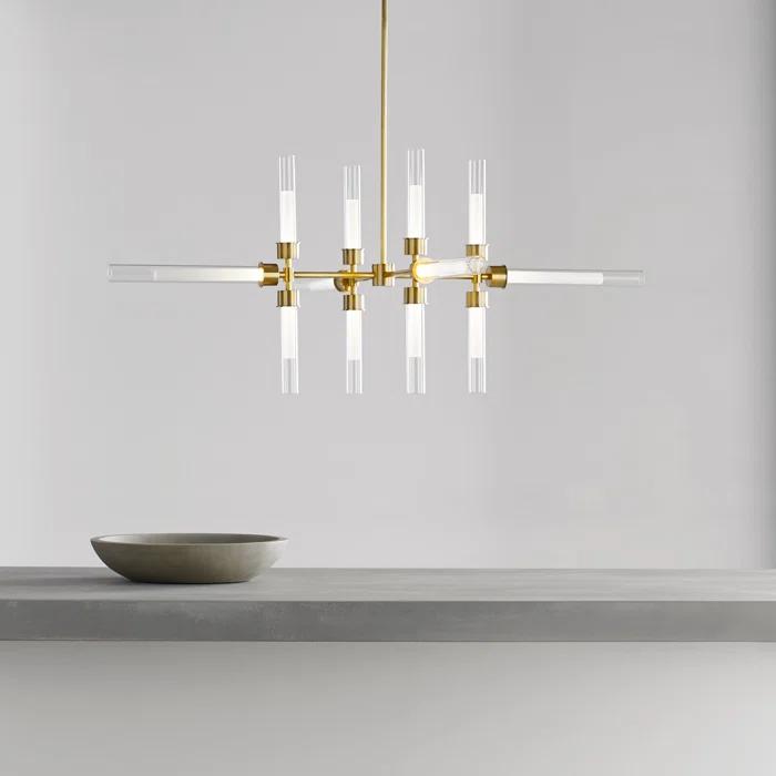 Luminous Elegance 12-Light LED Chandelier in Natural Brass
