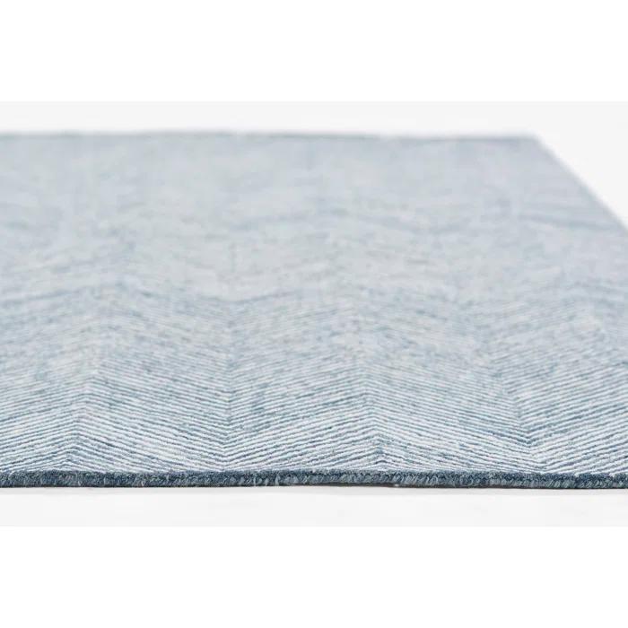 Momeni 8'x10' Charles Zig Zag Handtufted Area Rug Denim Blue: Wool, Cotton & Latex Backing, Low Pile, Indoor Use