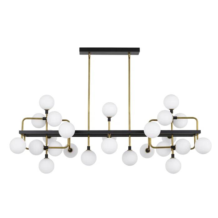 Brass and Opal Glass 25-Light Sputnik Chandelier