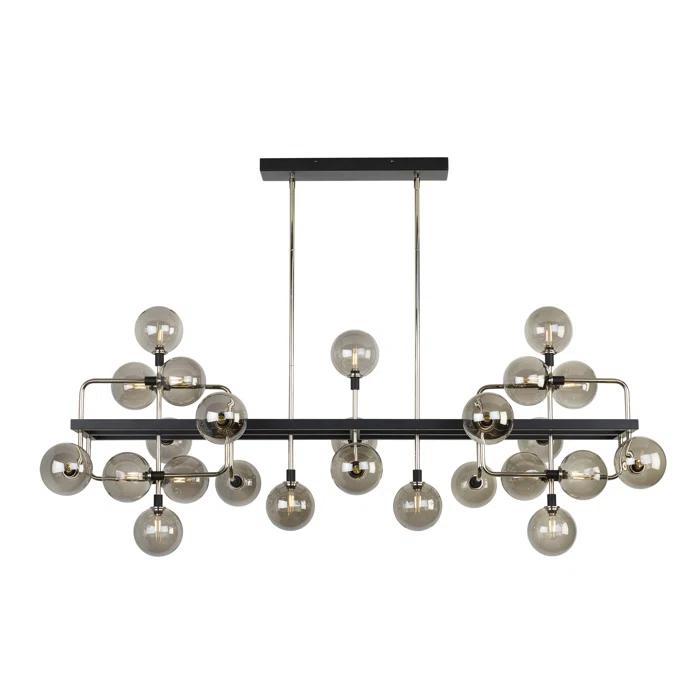 Polished Nickel 25-Light Sputnik Chandelier with Smoke Glass Shades