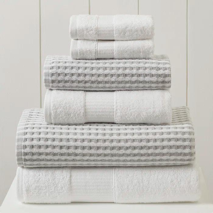 Modern Threads Drucilla 6-Piece 100% Combed Cotton Yarn Dyed Cobblestone Jacquard Towel Set